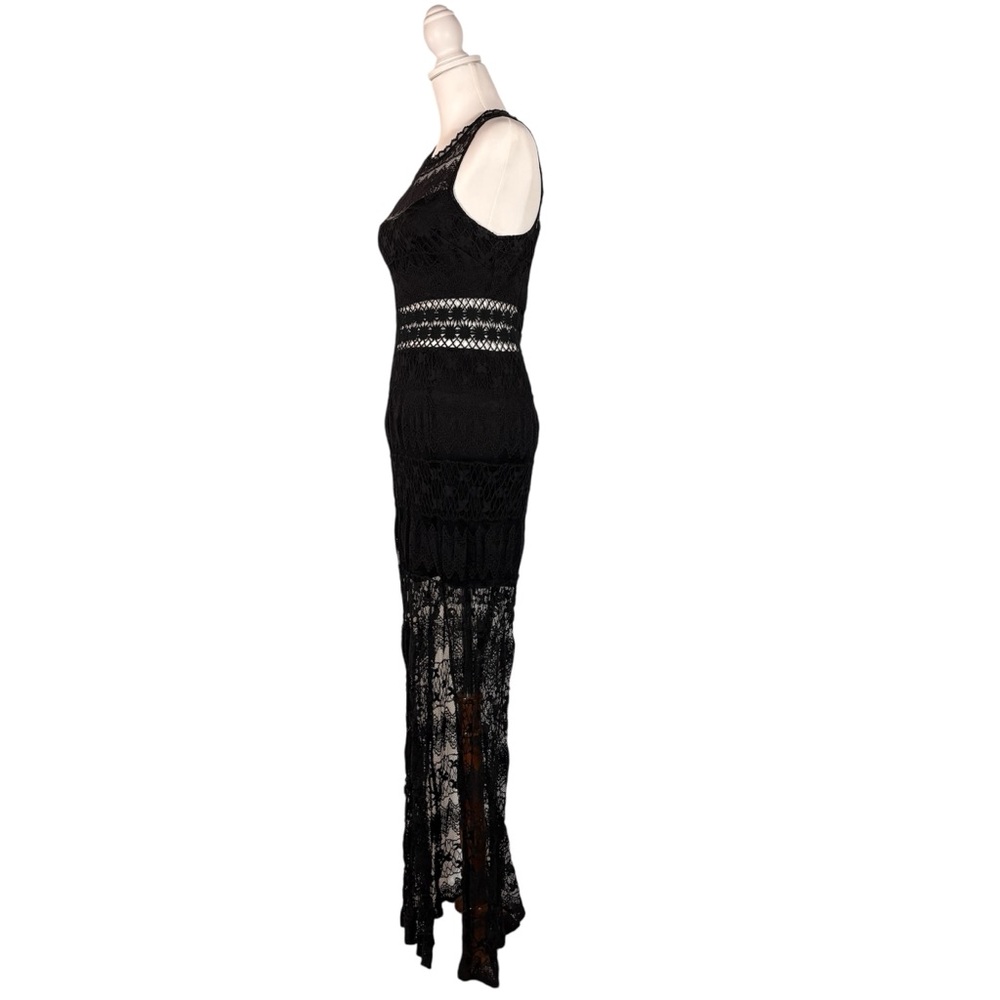 Ark & Co Black Lace Maxi Dress Sleeveless Illusion‎ Sexy Cocktail Whimsigoth - Picture 4 of 7